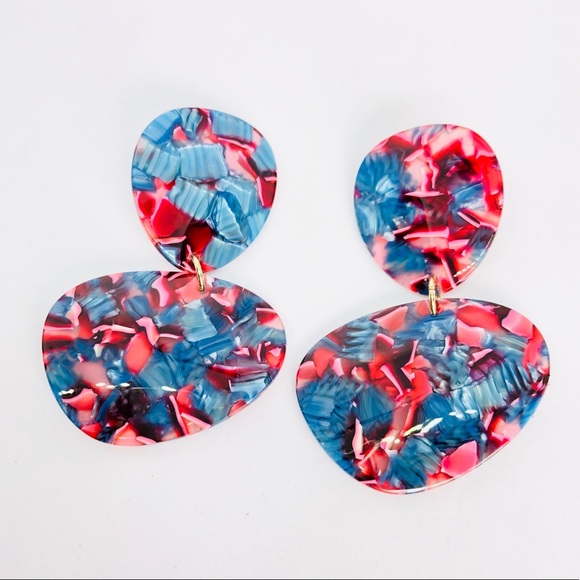 Kate Stylist Jewelry - New! Red & Blue Marble Earrings